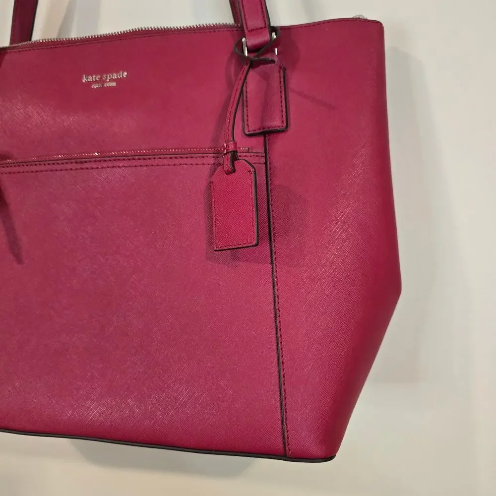 NEW NWT Kate Spade Red Leather Cameron Pocket Tote